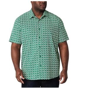 Shaquille‎ O'Neal XLG Mens 2XL Green Ditsy Woven Wicking Short Sleeve Shirt NWT